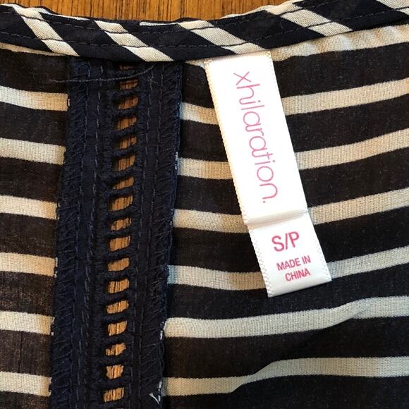 Xhilaration Navy White Sheer Striped Tank Small - Picture 4 of 4